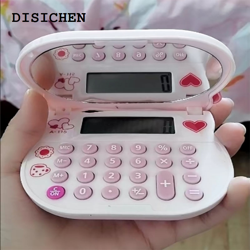 DISICHEN Fifty percent discount Cartoon Sanrio Hello Kitty Kawaii Calculator Girly Portable Flip Mirror Small Mini Makeup Mirror Ins High Appearance Level Cute