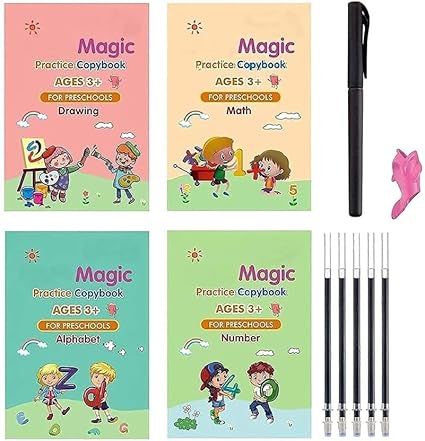 Children's Magic Book Set with 4 Pcs Main Book And 10 Pcs Refill Educational Toy