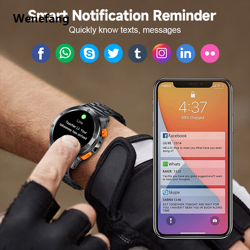 Wenefang LIGE LED Light Health Monitoring Sports Watch Outdoor Smartwatch High Quality Men Fitness Waterproof Smart Watch Wireless Call Connect Phone