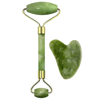 3pcs Set Facial Jade Stone Roller & Gua Sha Board Body Neck Massage Tool