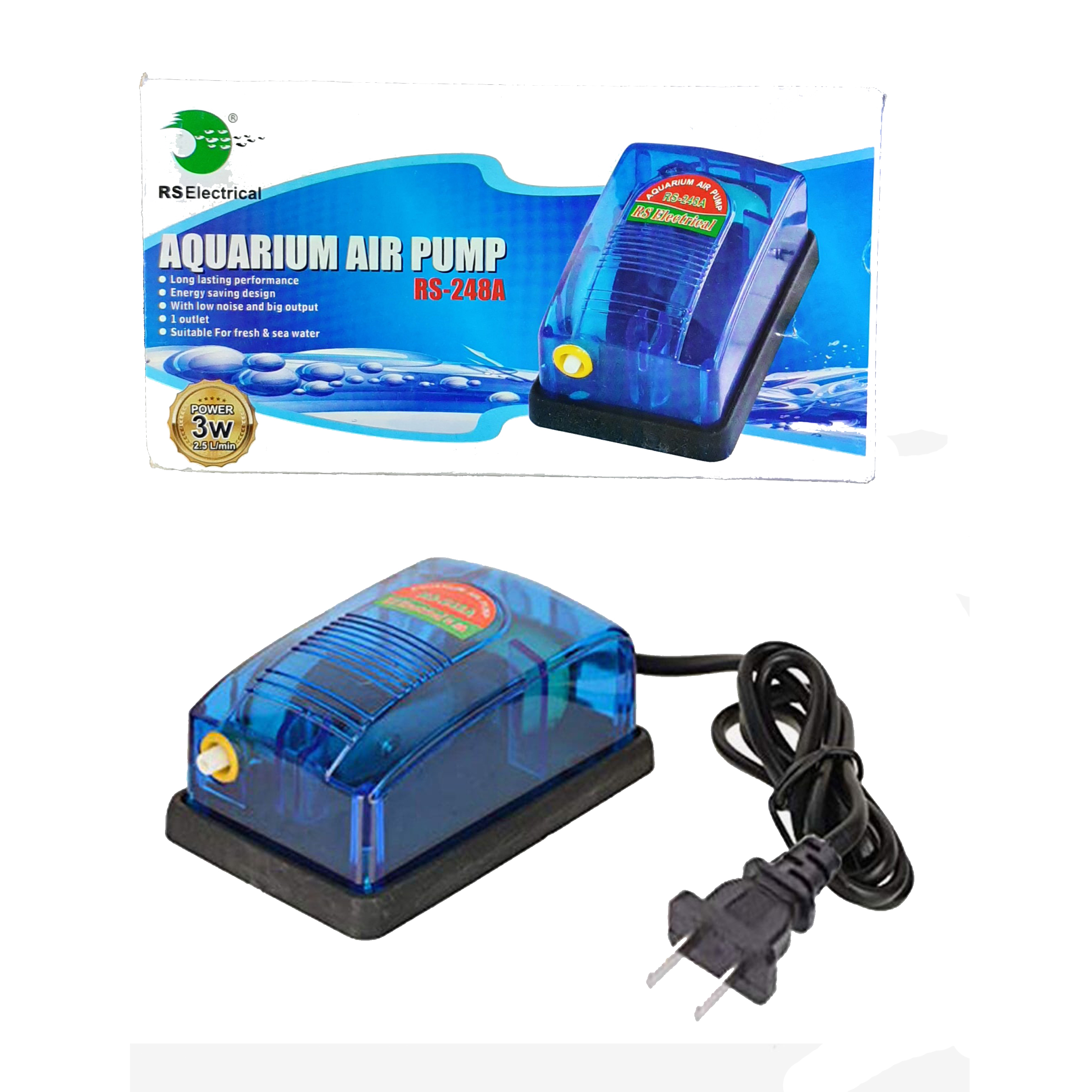 Rs Electrical 3 Watt Aquarium Silent Air Pump Single Outlet RS-700