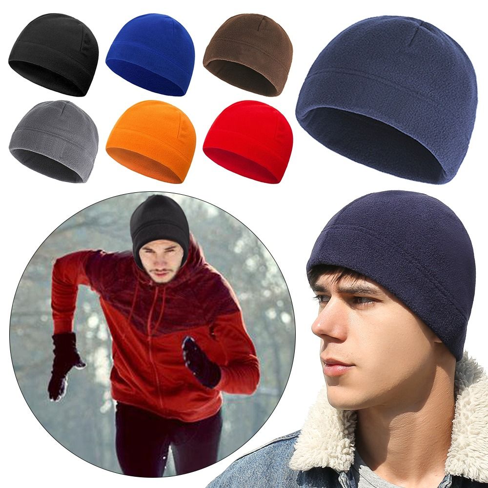 Winter Polar Fleece Beanie Hat Warm Slouchy Running Cycling Cap Windproof Soft Ski Cap for Men Women