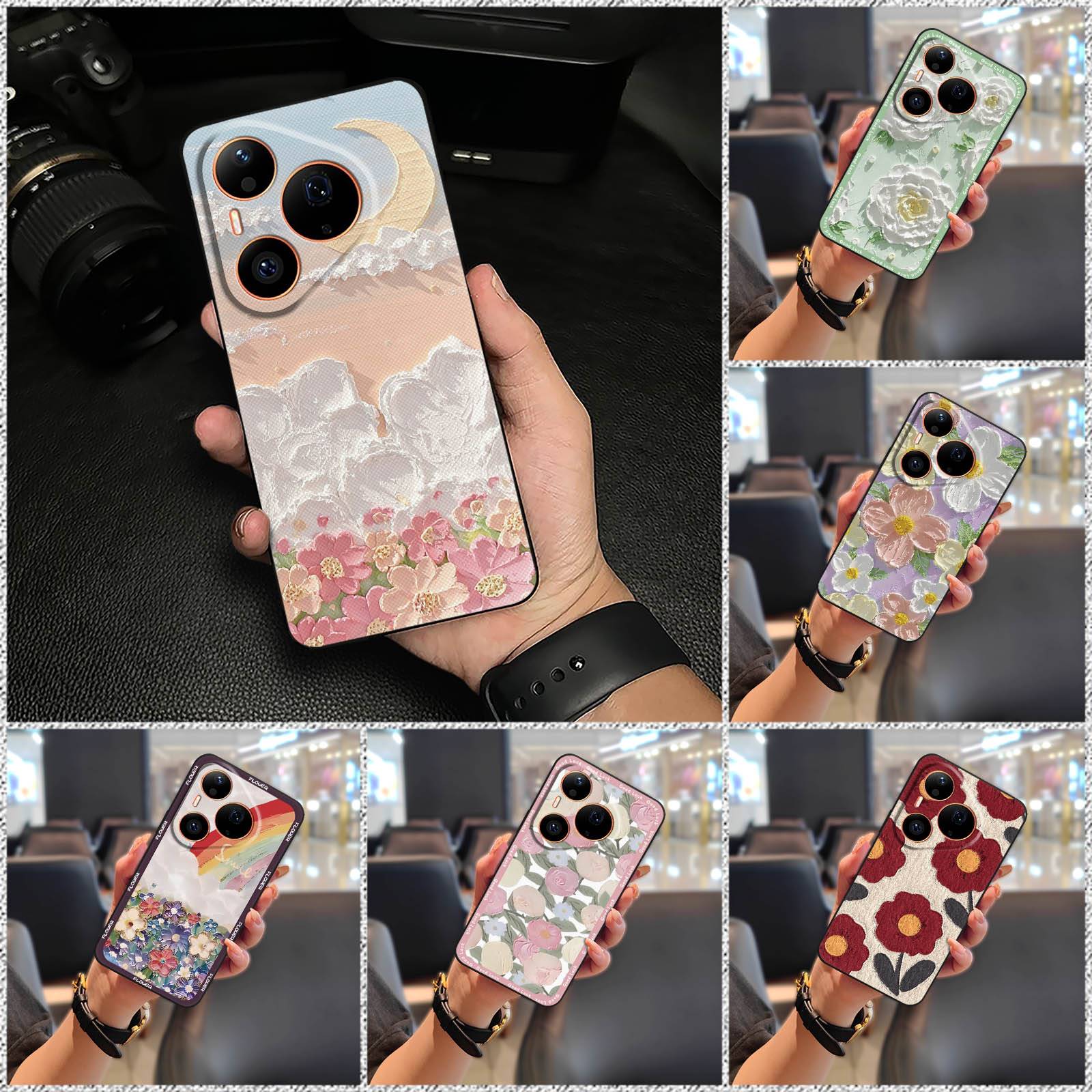 Full wrap Anti-dust Phone Case For Huawei Pura90 Pro/P90 Pro Durable TPU Dirt-resistant flower Protective Cute Cartoon