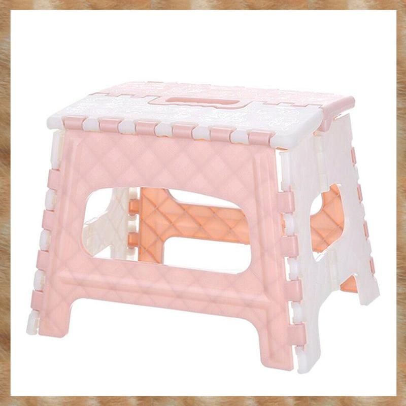Kqueebee Plastic Multi Purpose Folding Step Stool Home Train Outdoor Foldable Storage Pink