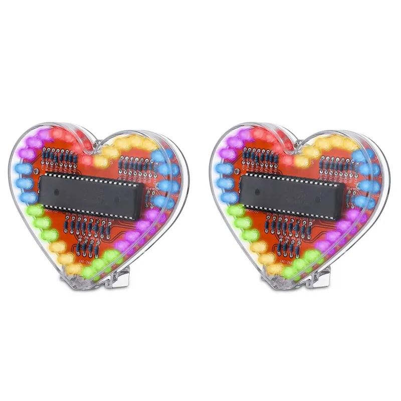 2X Heart Shaped RGB LED Flashing Light Module DIY Electronic Kit Water Lamp Soldering Project Practice