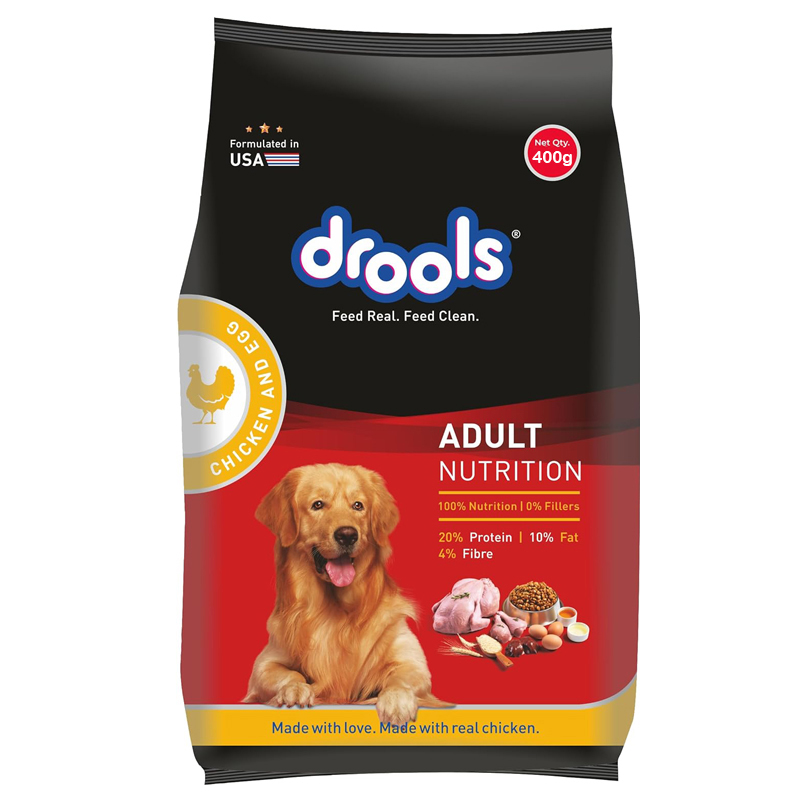 Drools Adult Chicken And Egg Dog Food 400gm (Buy 2 Packet & Get 1 Grain Zero 50gm Free) By HAMROPETS