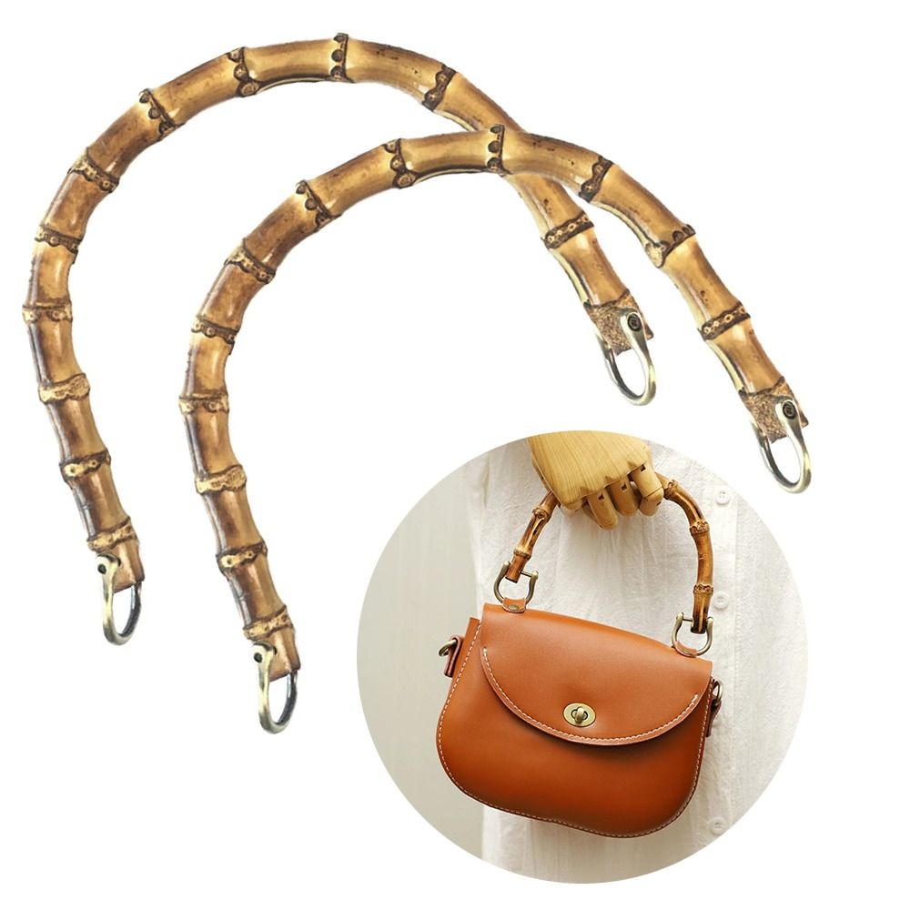 2Pcs Handle Replacement Natural Bamboo Handles Stylish Exotic U Shape Handbag Handle Handcrafted Smooth Touch Bamboo Purse Handles Shopping Tote