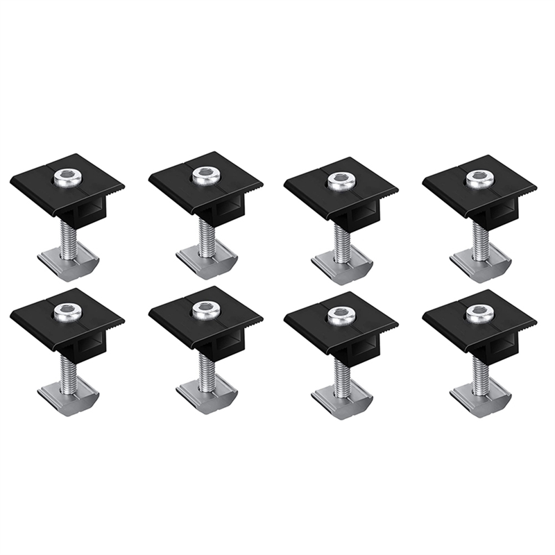 NAMUNY 8 Pack Centre Clamp 30mm Black T-Shaped Centre Clamp Photovoltaic Adjustable Solar Panel Centre Clamp for Solar Panel