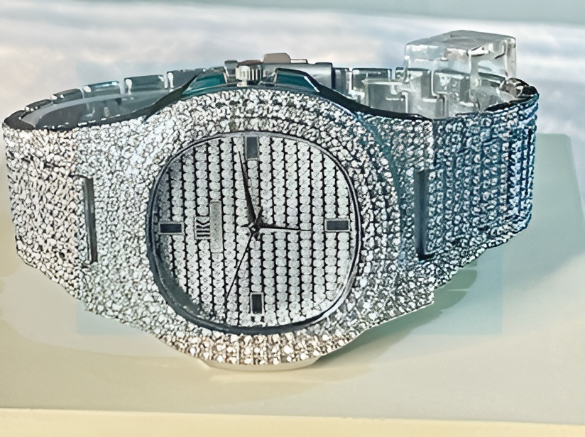 Unisex Silver Color Quartz Moment Fashionable Ice Watch - Time Plaza