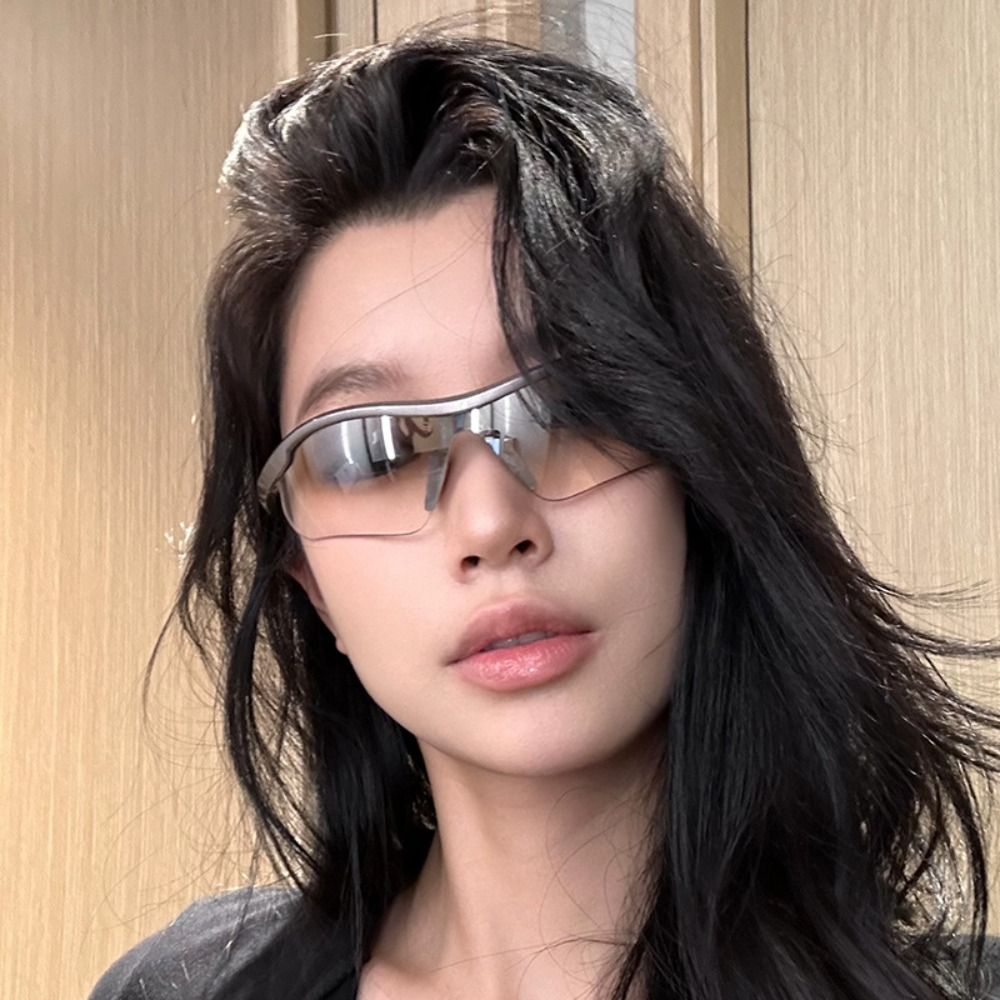 New Outdoor Sports Sunglasses Women Men Cycling Goggles One Piece Windproof Eyeglasses Fashion Bicycle Eyewear Semi Rimless Sun Glasses