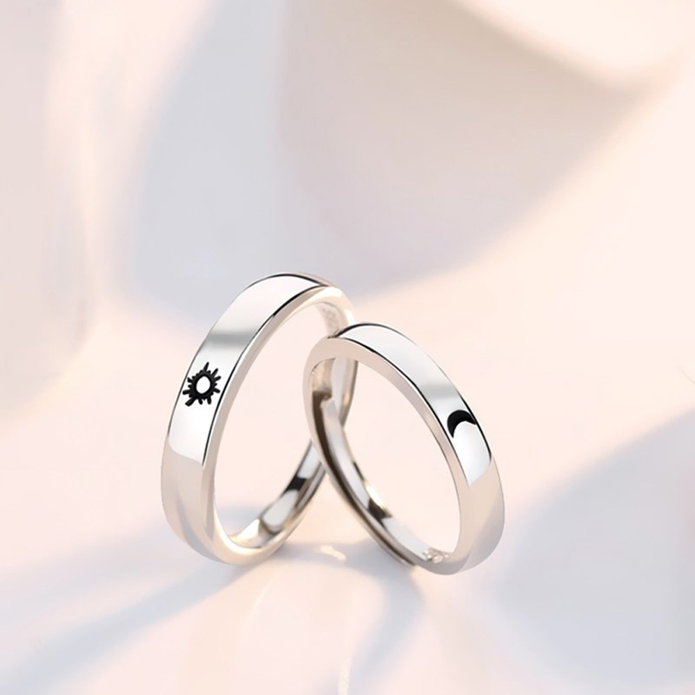 Fashion Accessories Minimalist Pair Wedding Party Opening Adjustable Sun Moon Ring Finger Rings Set Couple Jewelry Engagement Ring