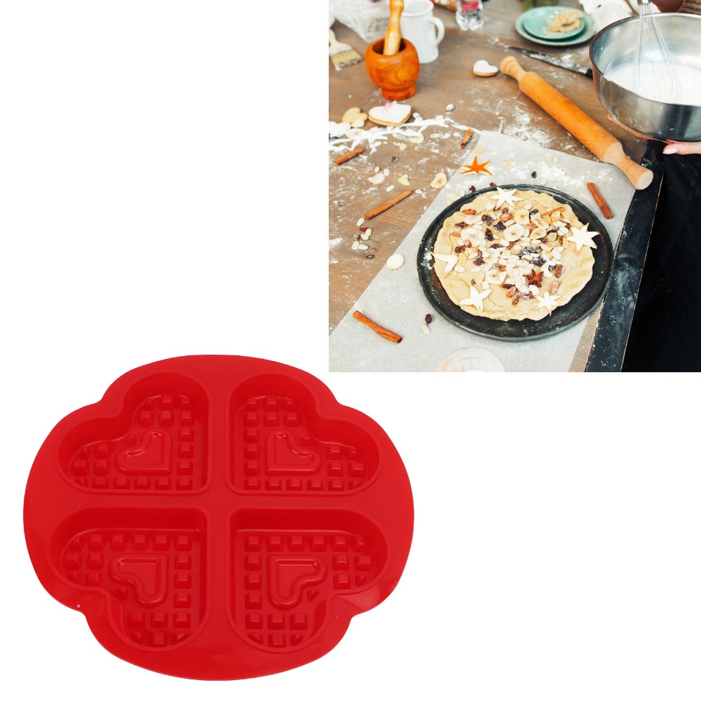 Waffle Mold Easy Demoulding Waffle Silicone Mold Nonstick Heart Baking Mold Reusable Square Silicone Waffle Mold DIY Baking