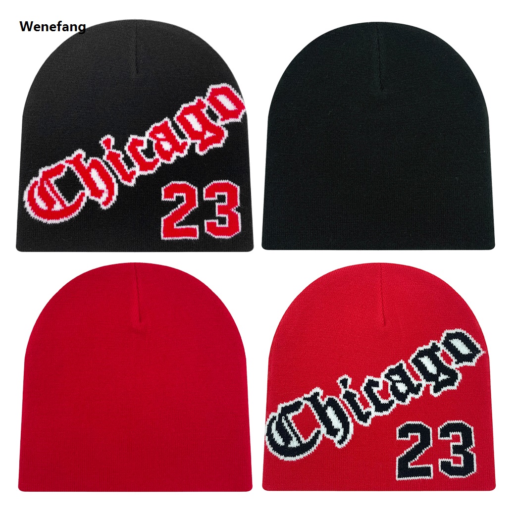 Wenefang 1PCS men and women universal Chicago 23 jacquard hat Knit Luxury hat Outdoor sports hat Warm beanie winter hat Cold hat