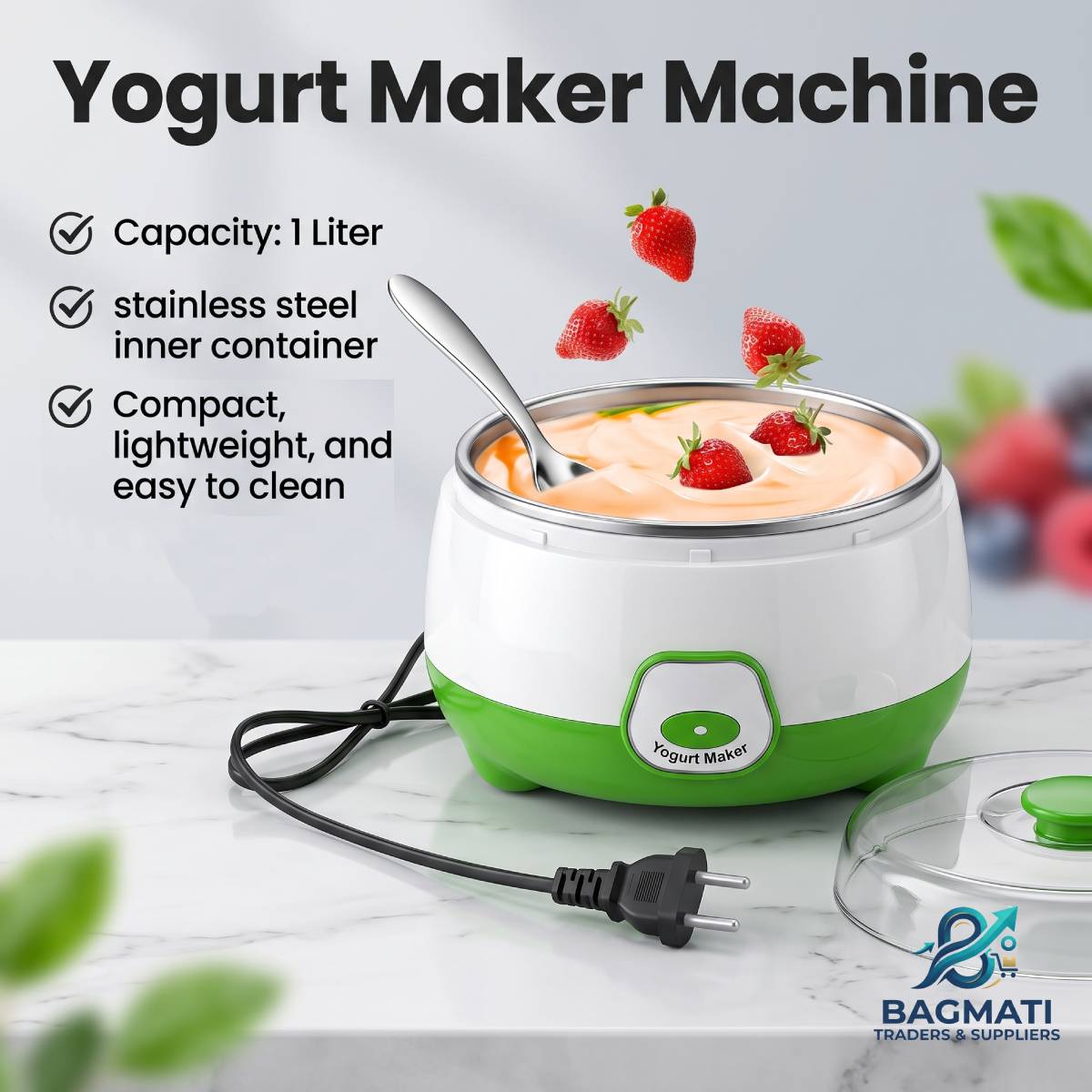 1L Yogurt Maker Machine | Automatic Dahi Maker for Home | Electric Curd Maker with Steel Container