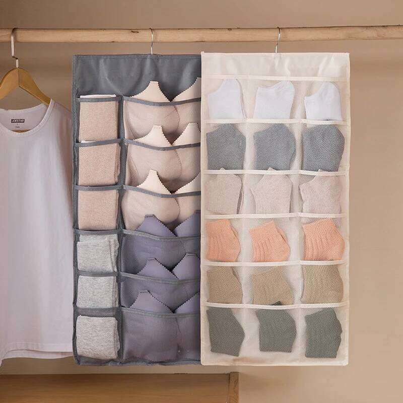 1PC Double Sides Underwear Storage Organizers Home Wardrobe Hanging Wall Foldable Bag Underpants Socks Organizer