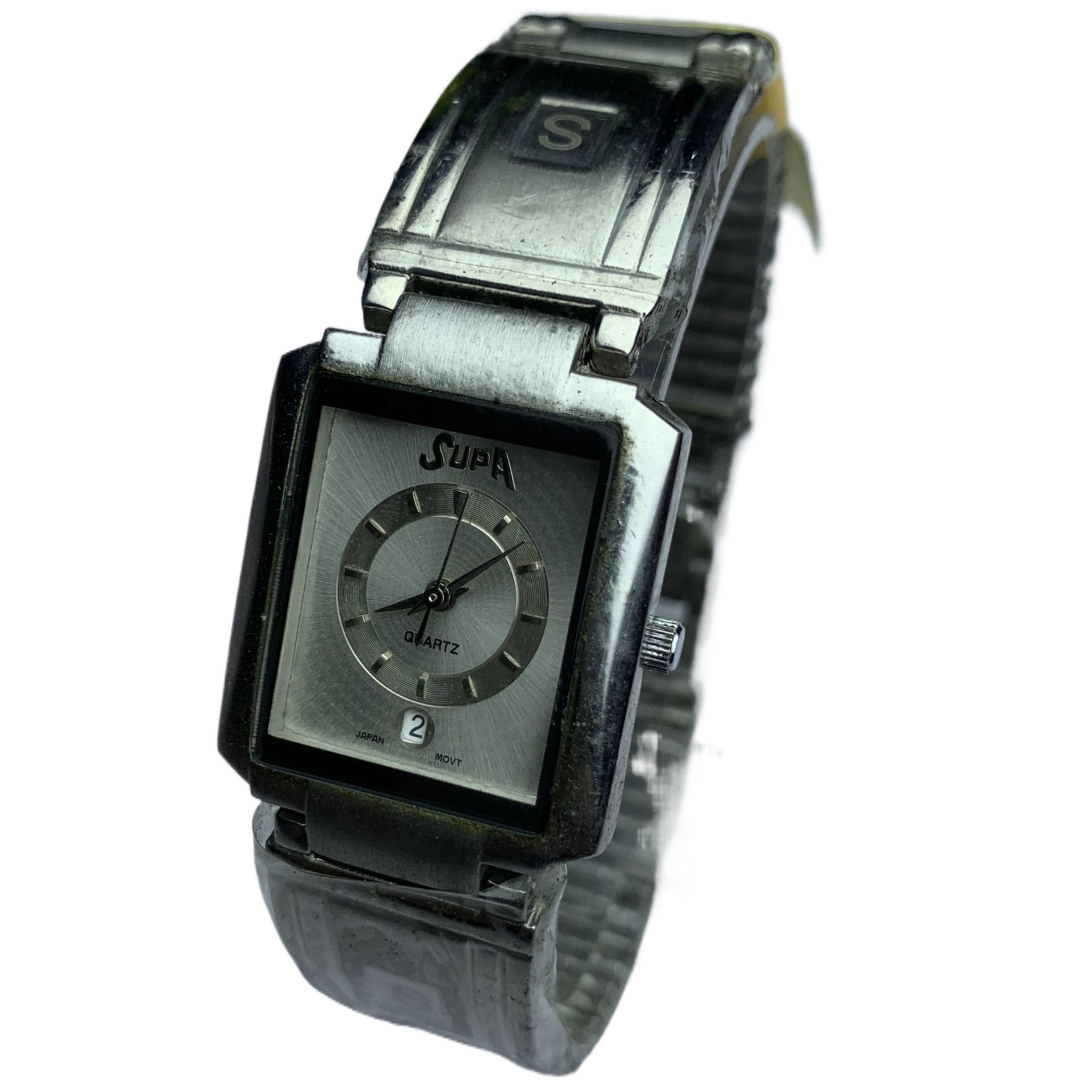 Attractive Design Square Black Dial Stainless Steel Silver Chain Waterproof Best Quality Fashionable Wrist Watch For Unisex