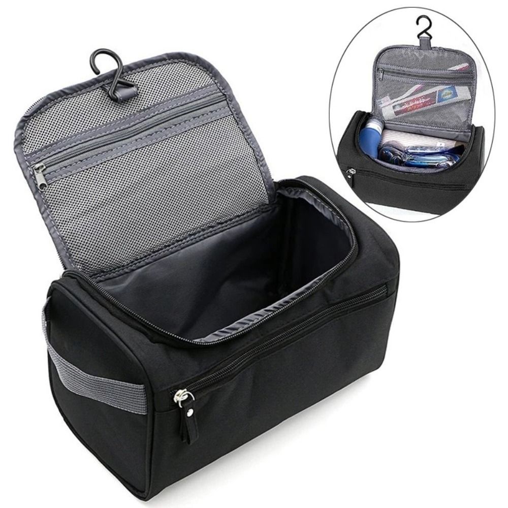 Portable Hanging Cosmetic Bag Waterproof Polyester Make Up Box Shaving Bag Men