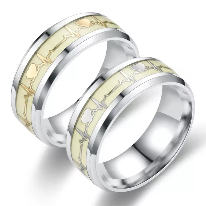 Luminous Heartbeat Ring Stainless Steel Ring Promise Heartbeat Ring Glowing Jewelry For Men Women