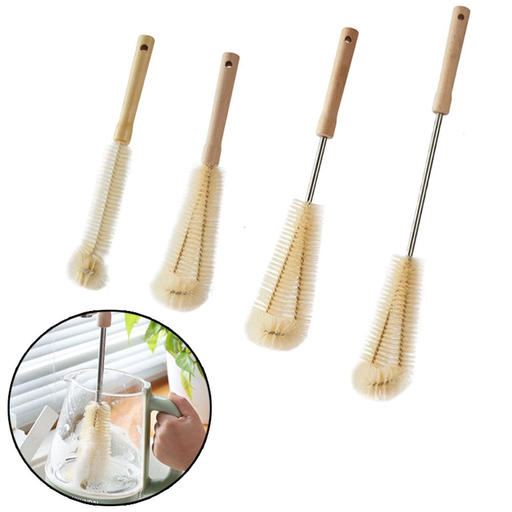 Decontamination Reusable Wooden Handle Glass Cleaner Kitchen Cleaning Brush Washing Tools Bottle Brush