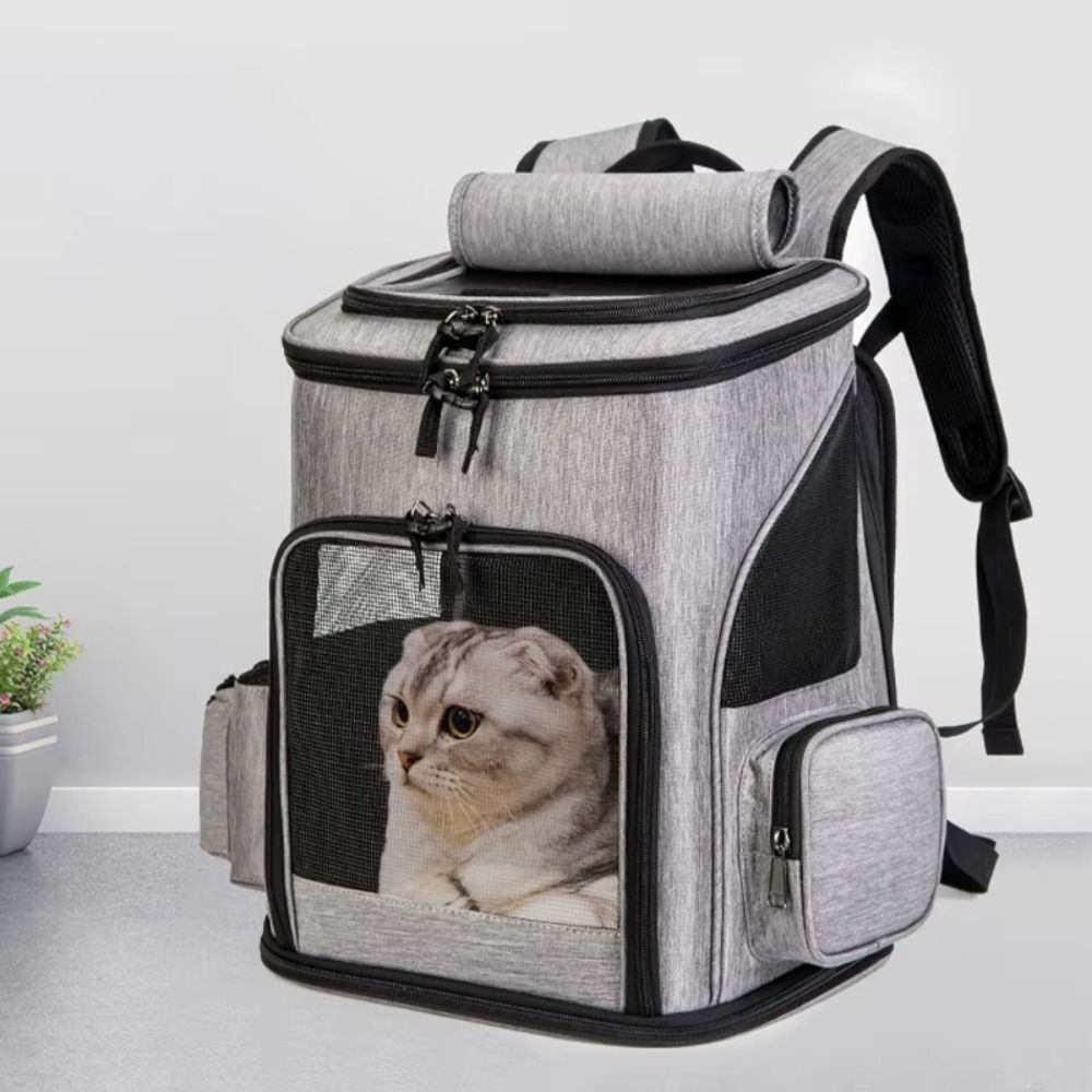 Carrying Expandable Pet Backpack Breathable Mesh Cat Carrier Large Capacity Foldable Pet Travel Bag Space