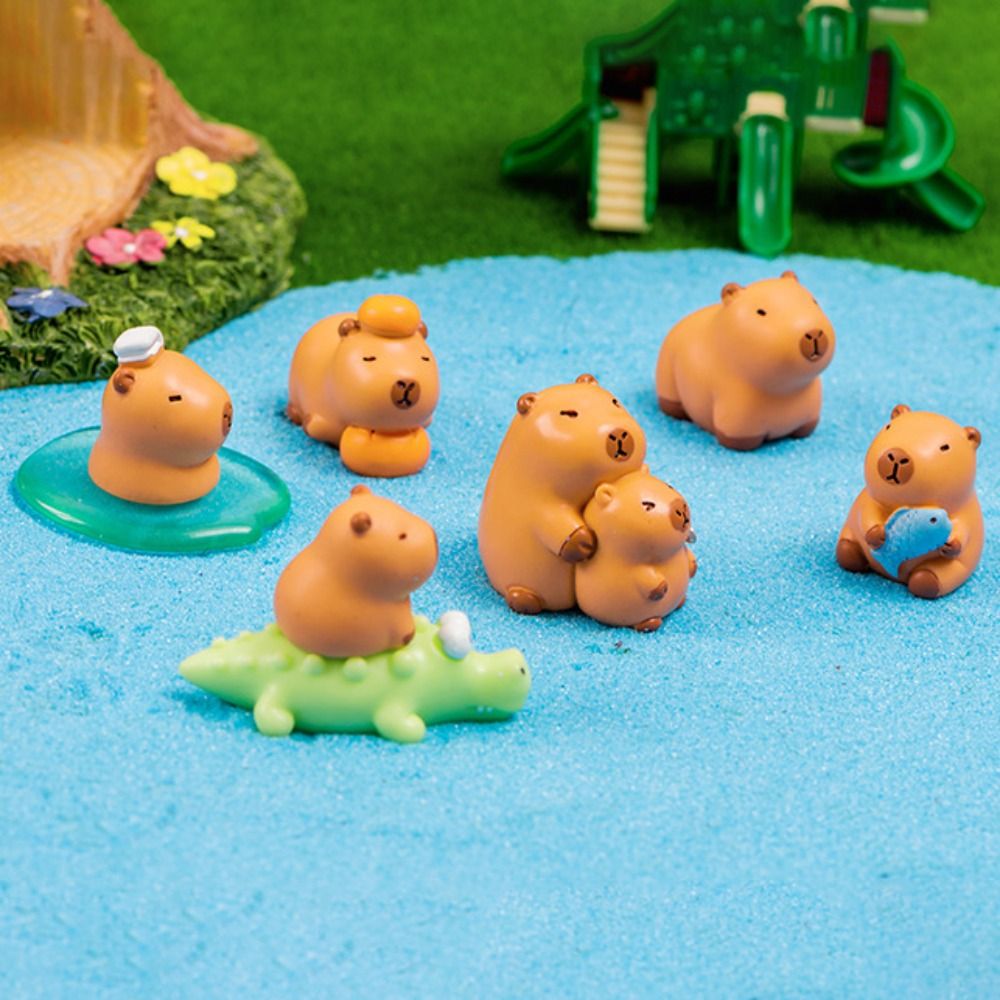Gift Resin Cartoon Capybara Statue Multicolor Accessories Miniature Capybara Figurines Car Ornament Fairy Garden Mini Animals Figurine Party Festival