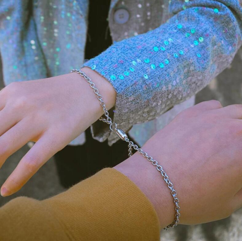 【New Arrivals】Ins Cool Style Bracelet Women's Simple Stainless Steel Magnet Attracted Couple Bracelet Magnetic Attracted Bracelet Bracelet Jewelry