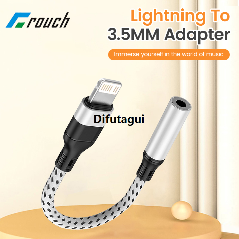 Difutagui Crouch Lightning To 3.5MM Adapter For iphone 12 11 XS XR ipad Headphones 2025 New Audio Cable Lightning Male To 3.5 Female Adapter Cable