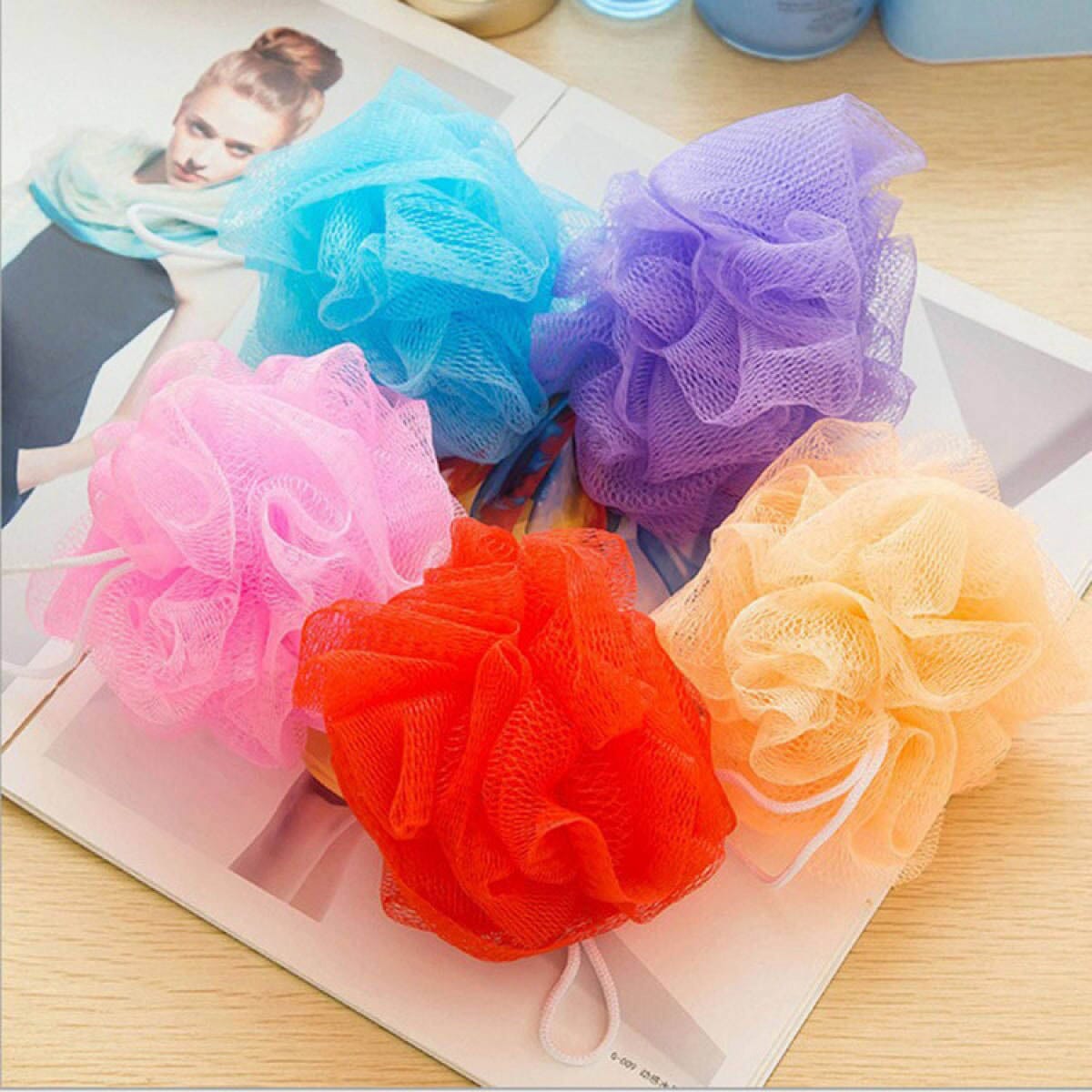 1Pc Scrubber Sponge Flower Exfoliating Body Brush Puff Bath Shower Mesh Ball Assorted Colors