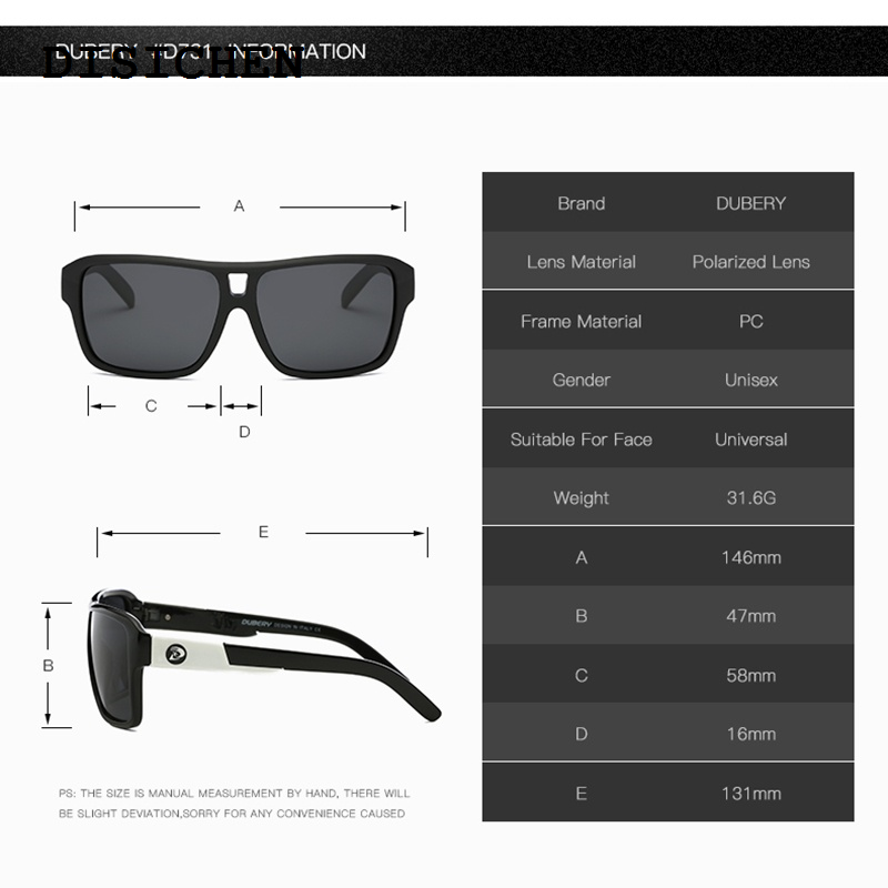 DISICHEN Portable DUBERY Polarized Sunglasses Men's Driver Shades Male Sun Glasses For Men Original 2024 Luxury Brand Designer Oculos 008