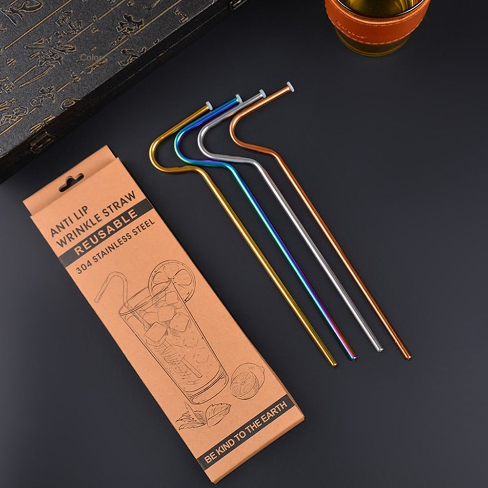 3/6PCS New Stainless Steel Bar Tools Anti Wrinkle Straw Cup Accessories Drinking Straw Drinkware