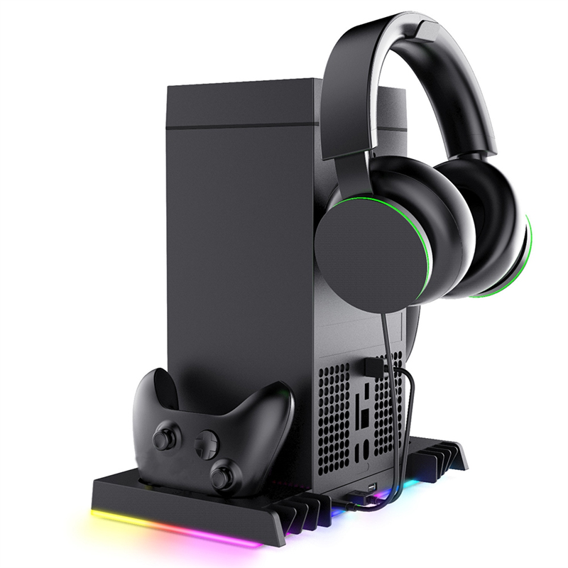 Cooling Fan Stand&Charging Station for Console Controller with RGB Color Light Storage with Fan System with RGB Light Stand