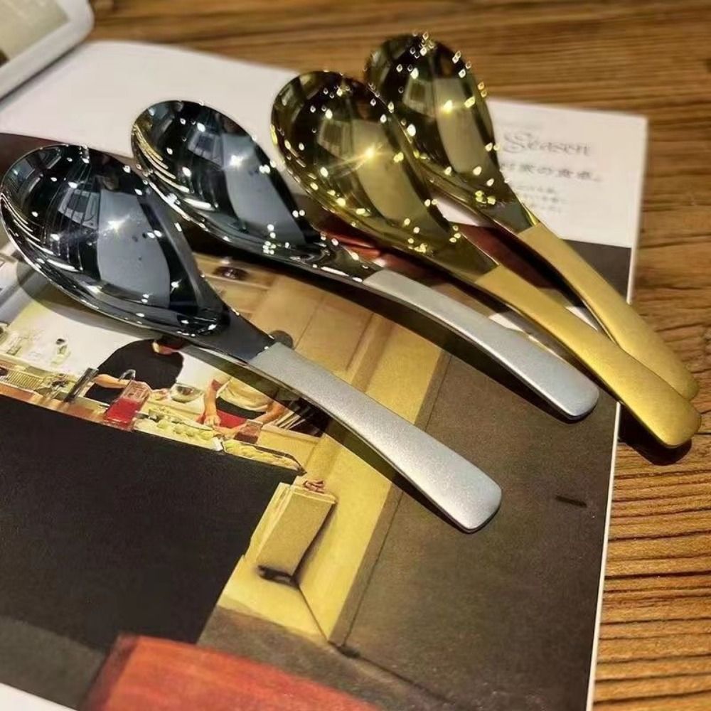 1Pcs Round Stainless Steel Soup Spoons Dishwasher Tableware 15cm Stirring Spoon Coffee Gold Silver Dessert Spoon