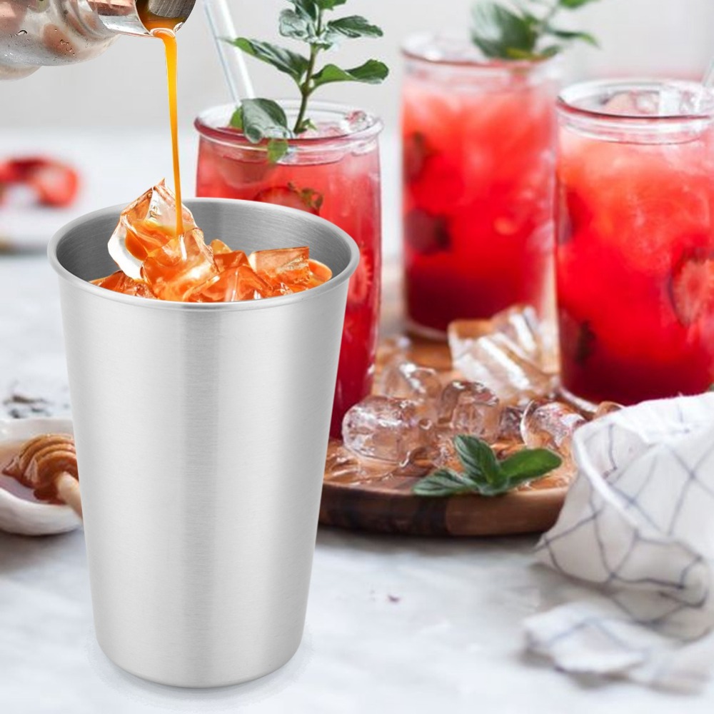 Functional 500ml 304 Stainless Steel Water Cup Simple Shape Portable Capacity Juice Cup Lightweight Smooth Drink Cup Campers
