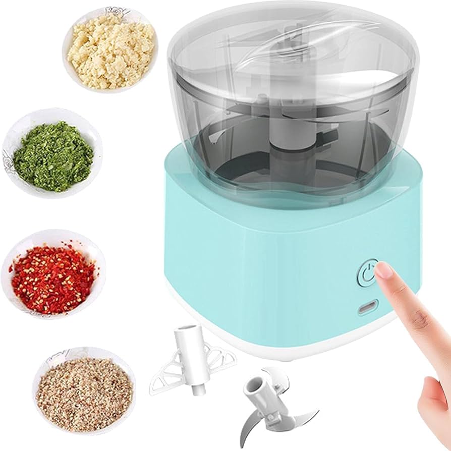 2 in 1 Rechargeable Mini Electric Food Mixer Chopper - Portable Food Shredder Meat Grinder Mincer - Chargeable Vegetable Nuts Cutter - Wireless Garlic Masher Multipurpose Multifunctional Stainless Steel Blade Small Food Mincing Processor machine