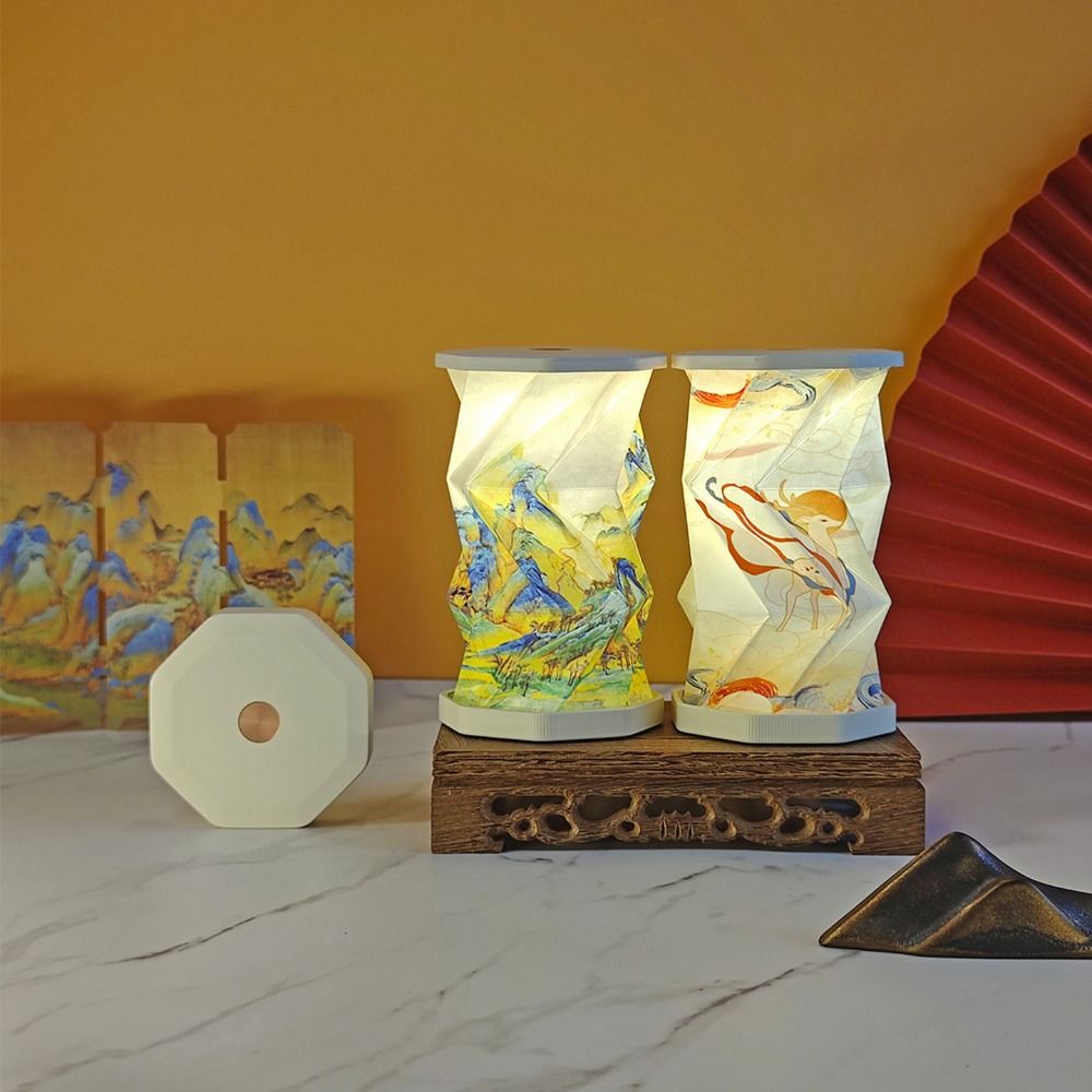 Unique Mini Rotating LED Touch Night Light Rechargeable Dimmable Foldable Paper Lamp Portable Home Decor Folding Table Lamp Travel Gifts