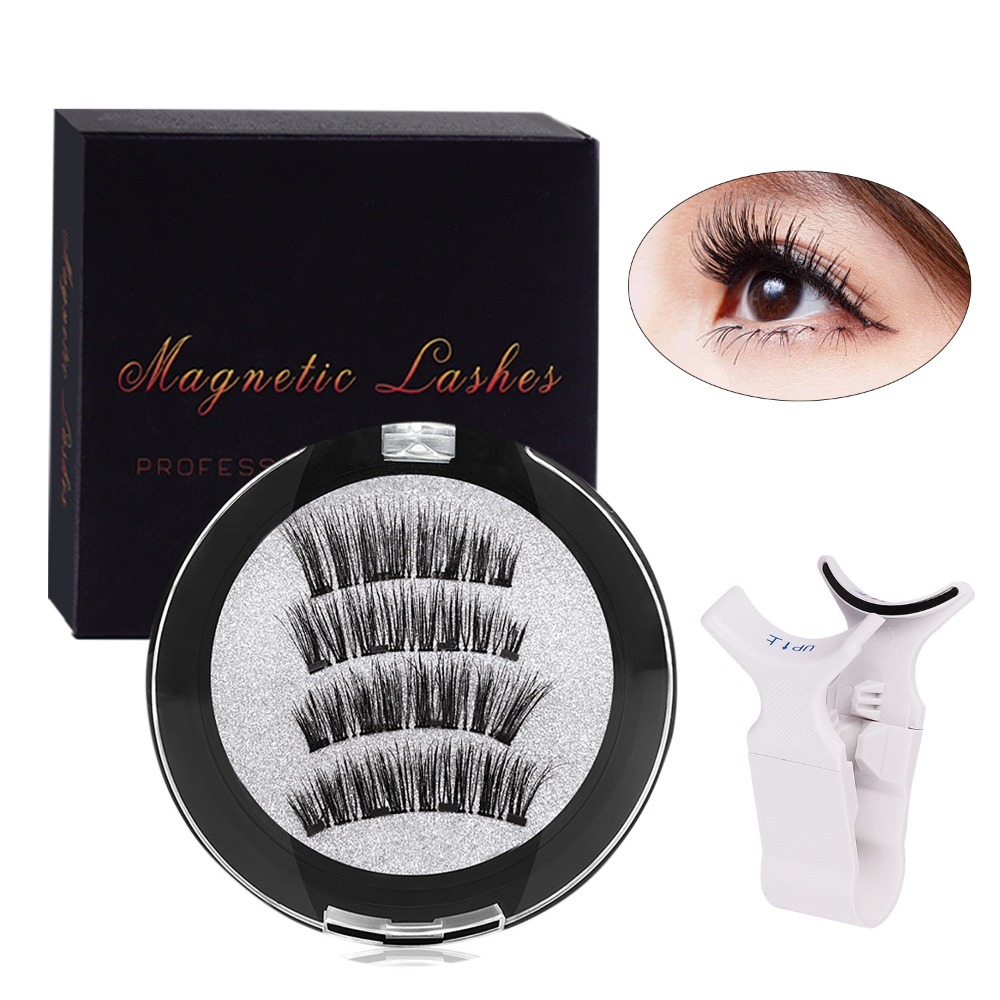 2 Pairs New Easy to apply Reusable Magnetic False Eyelashes No Glue No Liquid Eyeliner Needd Fourfold Ultra Thin Magnets Magnetic Lashes Without Eyeliner