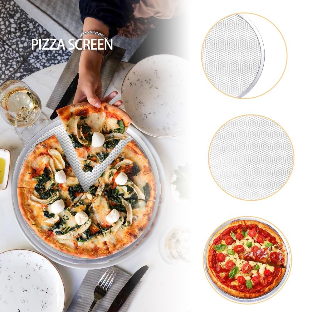 Baking Tray Non Stick Pizza Screen Reusable Metal Net Pizza Pan Round Heavy Duty Baking Tray Barbecue