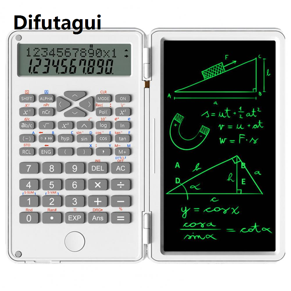 Difutagui New style Calculator Convenient ABS Double Line Display Office Supplies LCD Screen Writing Tablet Folding Mini Digital Calculator