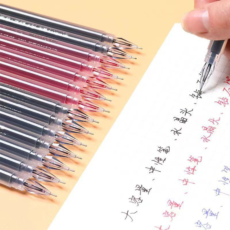 6 Pcs/Set 0.38mm Large-capacity Ink Diamond Tip Gel Pen Black/Blue/Red Refill Fullhouse