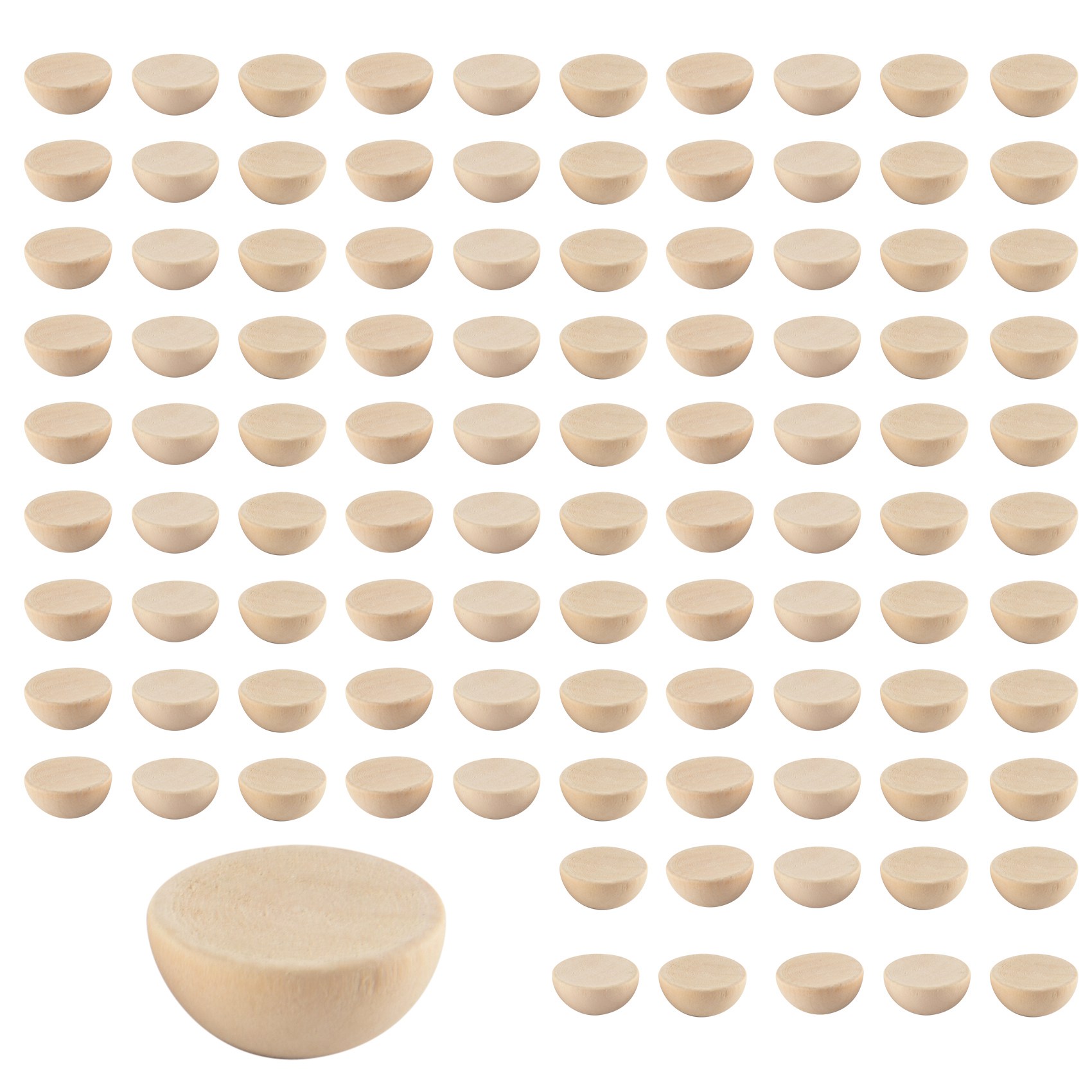 NAMUNY 100Pcs 20 mm Half Wooden Beads, Unfinished Split Natural Round Wood Balls Loose Beads for DIY Craft Christmas