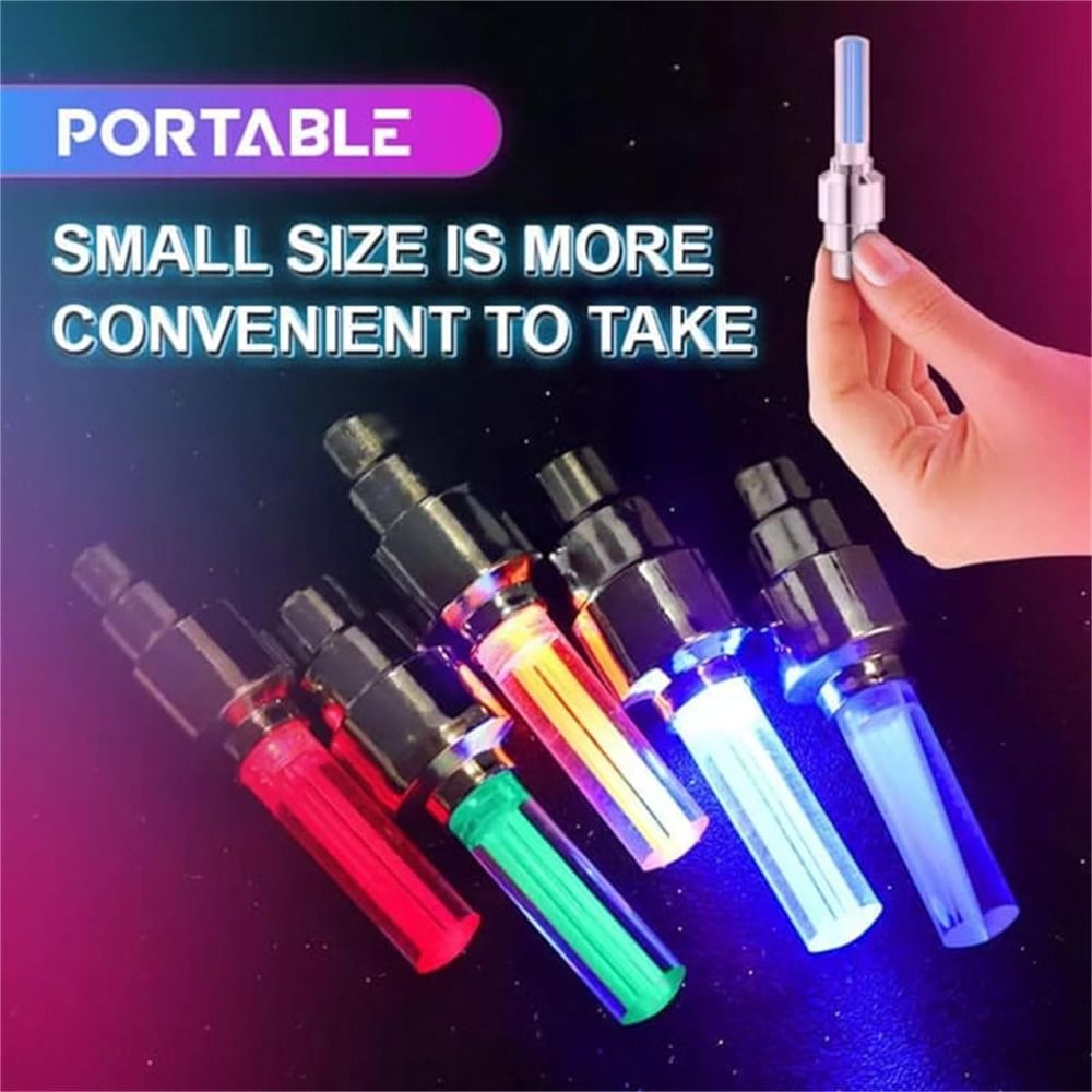 Fashion Aluminum Alloy LED Wheel Lights Warning Light Flash LED Flash Lamp Bicycle Valve Light Car Accessories