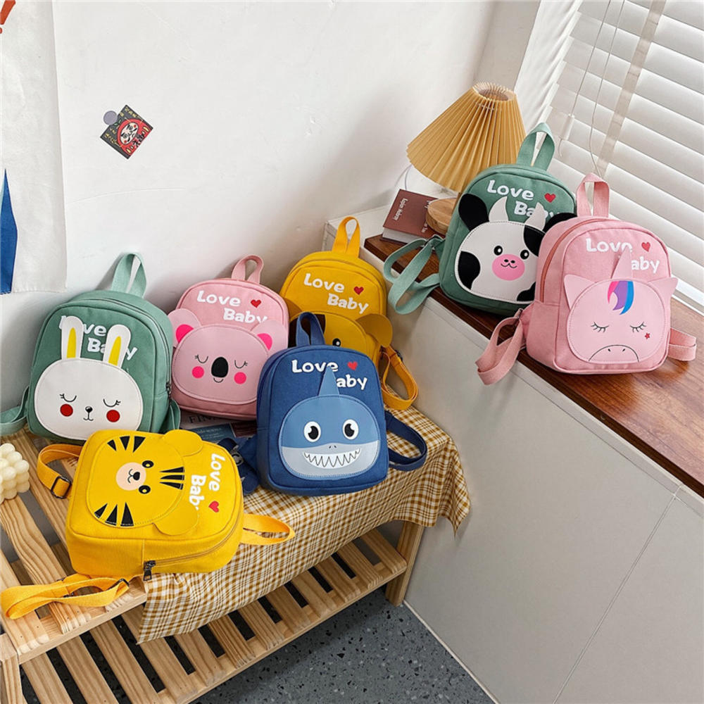 Canvas Baby backpack Comfortable New Protable Kids backpack Cute Soft Cartoon backpack for Kindergarten Boys and girls New