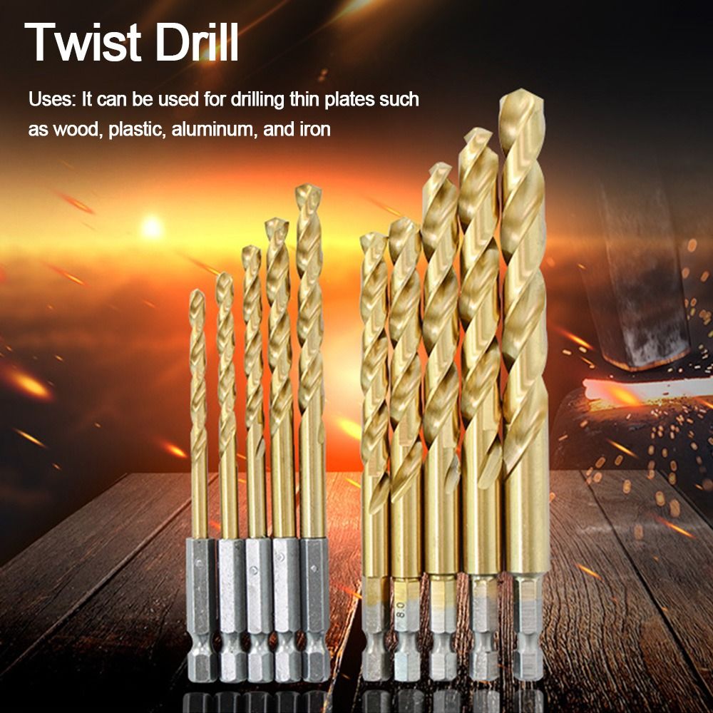Power Tool 1.5mm-10.0mm 1/4 Hex Shank Drill Bit Set High Speed Twist Drill Hexagonal Handle