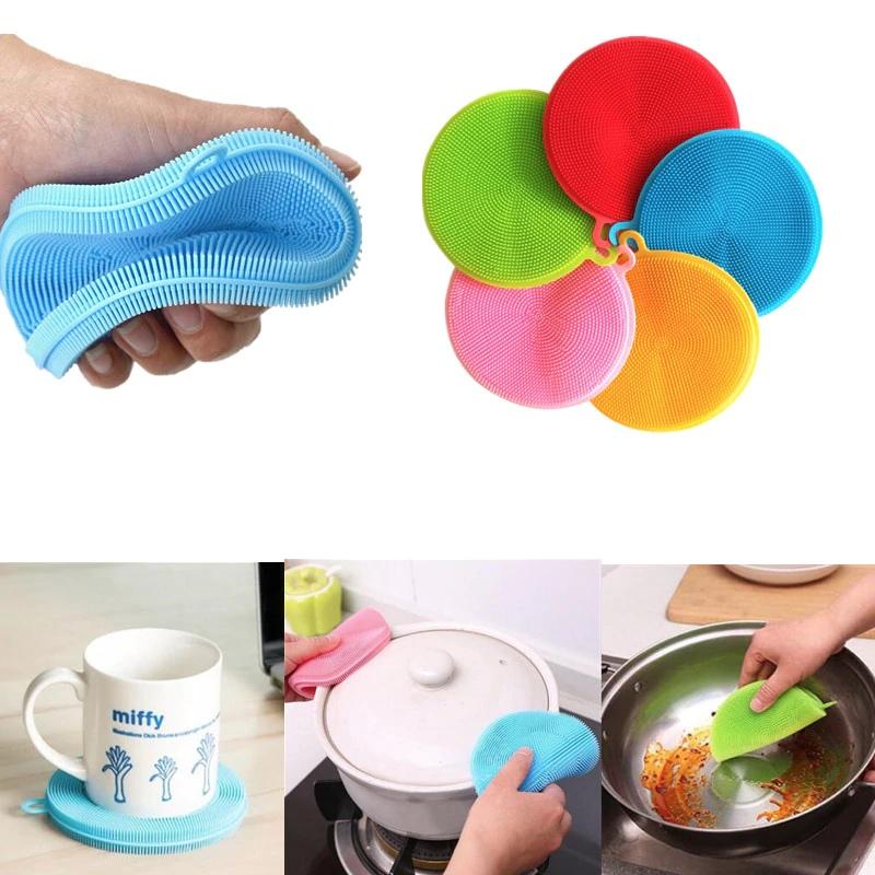 Silicone Mini Dish Washing Rush Sponge(2pcs)