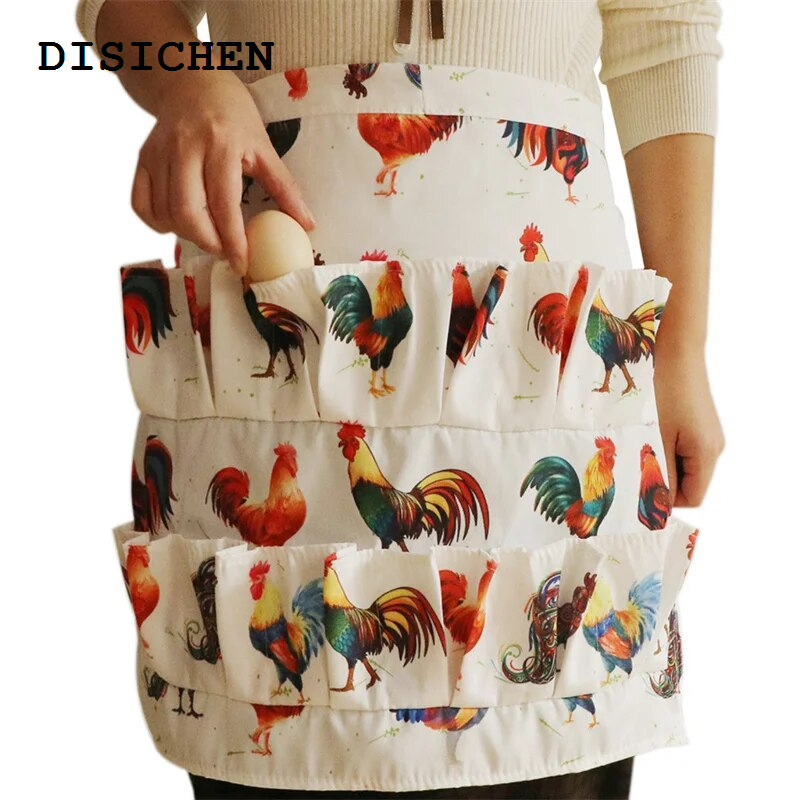 DISICHEN Hot Selling Pockets Egg Collecting Harvest Apron Chicken Farm Work Aprons Carry Duck Goose Egg Collecting Farm Apron Kitchen Garden Aprons
