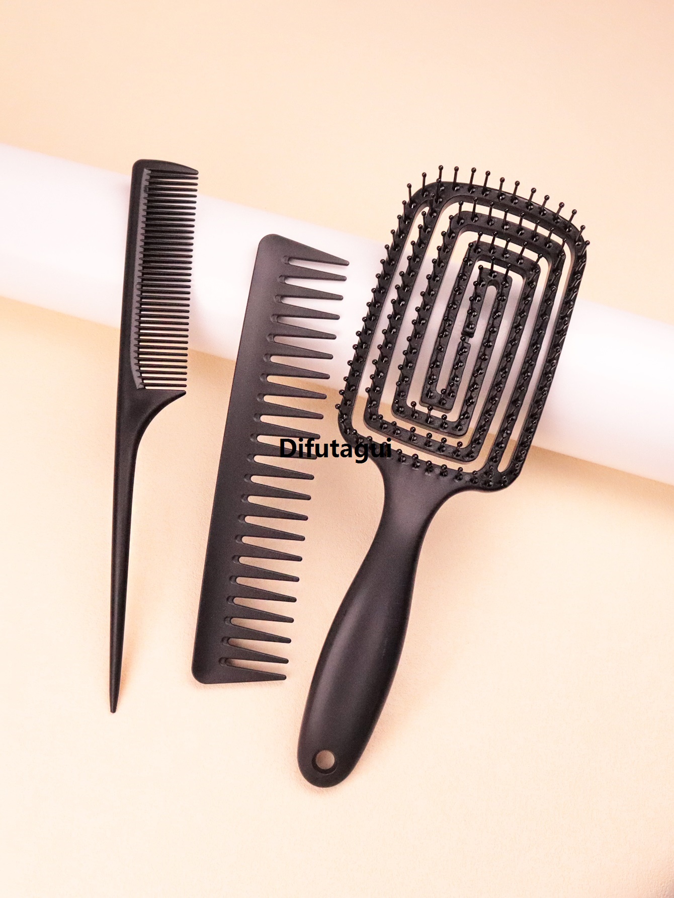 Difutagui Comb styling, wide toothed pointed tail, large scalp, New style set comb 3PCS massage arc comb anti-static comb