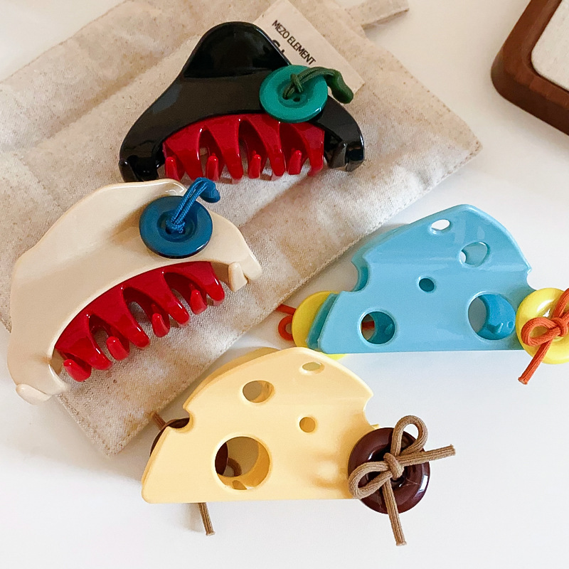 Dopamine cute button cheese hairpin sweet new versatile grab clip temperament small fresh forest hair accessories wholesale