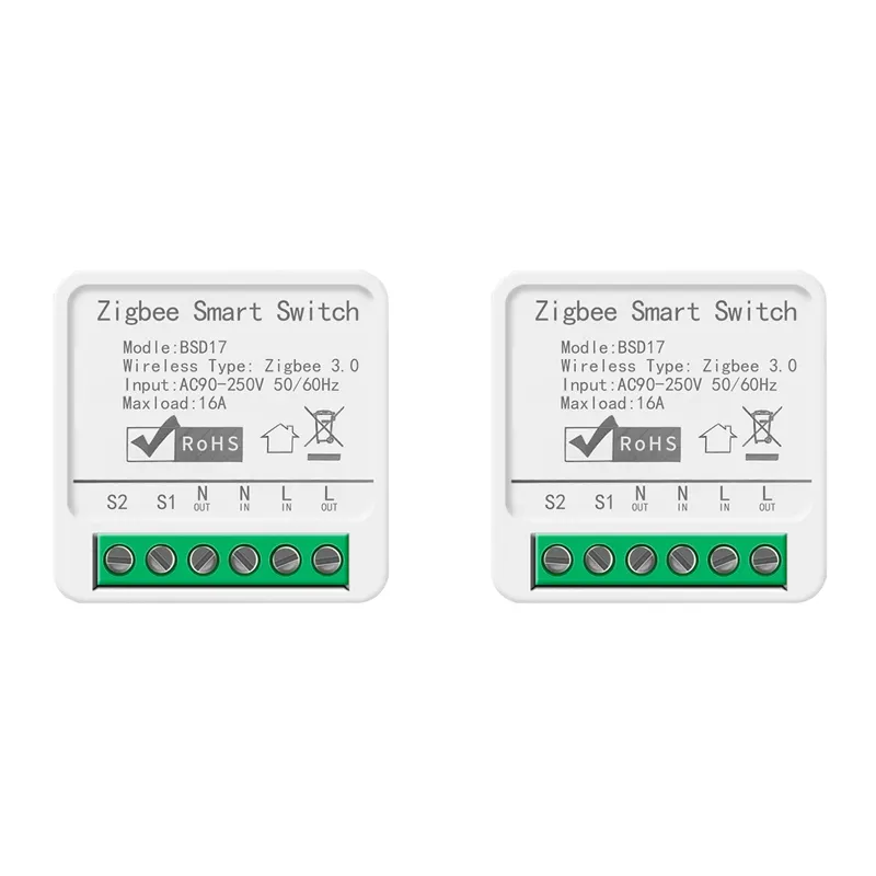 2X Tuya Tuya 16A Smart Switch Zigbee Cassette Switch APP Mobile Phone Remote Voice Timing