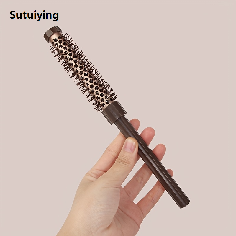 Sutuiying 1pc brown aluminum tube comb, cylinder fine comb for men and Fifty percent discount women curly hair styling comb straight hair smooth one
