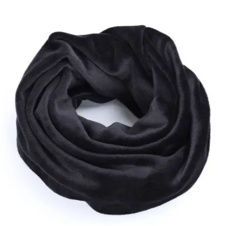 New Winter Solid Color Velvet Fabric Ring Scarves Vintage Neck Warmer/Headgear-Black